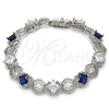 Pulsera Tennis 03.210.0073.8.08 Rodio Laminado, Diseño de Llave Griega, con Zirconia Cubica Zafiro Azul y Blanca, Pulido, Rodinado (Grosor 10 MM, 8 Pulgadas de Largo)