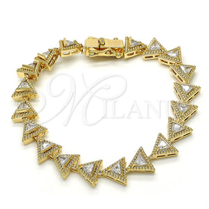 Pulsera Tennis 03.210.0074.08 Oro Laminado, con Blanca Zirconia Cubica, Pulido, Tono Dorado (09 MM Thickness, 8 Inches Length)