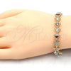 Pulsera Tennis 03.210.0074.1.08 Oro Laminado, con Granate and Blanca Zirconia Cubica, Pulido, Tono Dorado (09 MM Thickness, 8 Inches Length)