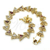 Pulsera Tennis 03.210.0074.1.08 Oro Laminado, con Granate and Blanca Zirconia Cubica, Pulido, Tono Dorado (09 MM Thickness, 8 Inches Length)