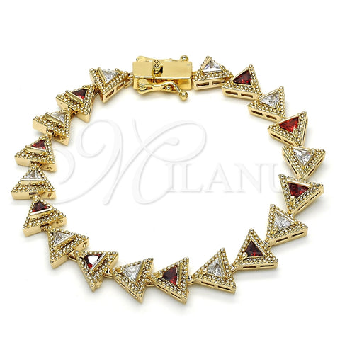 Pulsera Tennis 03.210.0074.1.08 Oro Laminado, con Granate and Blanca Zirconia Cubica, Pulido, Tono Dorado (09 MM Thickness, 8 Inches Length)