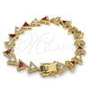 Pulsera Tennis 03.210.0074.2.08 Oro Laminado, con Rubi and Blanca Zirconia Cubica, Pulido, Tono Dorado (09 MM Thickness, 8 Inches Length)