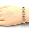 Pulsera Tennis 03.210.0074.3.08 Oro Laminado, con Verde and Blanca Zirconia Cubica, Pulido, Tono Dorado (09 MM Thickness, 8 Inches Length)