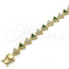 Pulsera Tennis 03.210.0074.3.08 Oro Laminado, con Verde and Blanca Zirconia Cubica, Pulido, Tono Dorado (09 MM Thickness, 8 Inches Length)