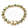 Pulsera Tennis 03.210.0074.3.08 Oro Laminado, con Verde and Blanca Zirconia Cubica, Pulido, Tono Dorado (09 MM Thickness, 8 Inches Length)