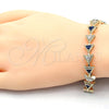 Pulsera Tennis 03.210.0074.4.08 Oro Laminado, con Zafiro Azul and Blanca Zirconia Cubica, Pulido, Tono Dorado (09 MM Thickness, 8 Inches Length)