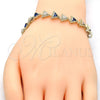 Pulsera Tennis 03.210.0074.4.08 Oro Laminado, con Zafiro Azul and Blanca Zirconia Cubica, Pulido, Tono Dorado (09 MM Thickness, 8 Inches Length)