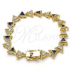 Pulsera Tennis 03.210.0074.4.08 Oro Laminado, con Zafiro Azul and Blanca Zirconia Cubica, Pulido, Tono Dorado (09 MM Thickness, 8 Inches Length)