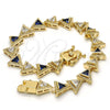 Pulsera Tennis 03.210.0074.4.08 Oro Laminado, con Zafiro Azul and Blanca Zirconia Cubica, Pulido, Tono Dorado (09 MM Thickness, 8 Inches Length)