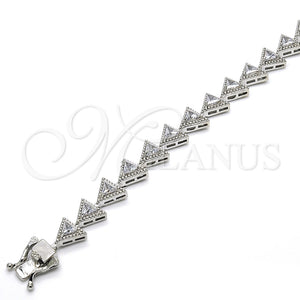Pulsera Tennis 03.210.0074.5.08 Rodio Laminado, con Zirconia Cubica Blanca, Pulido, Rodinado (Grosor 09 MM, 8 Pulgadas de Largo)