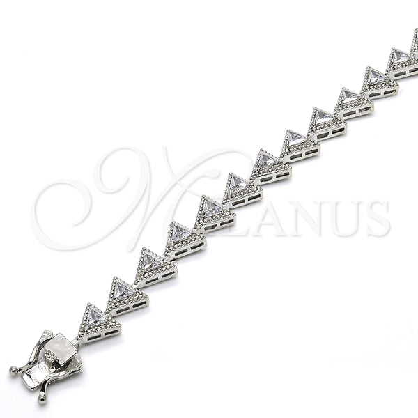 Pulsera Tennis 03.210.0074.5.08 Rodio Laminado, con Zirconia Cubica Blanca, Pulido, Rodinado (Grosor 09 MM, 8 Pulgadas de Largo)