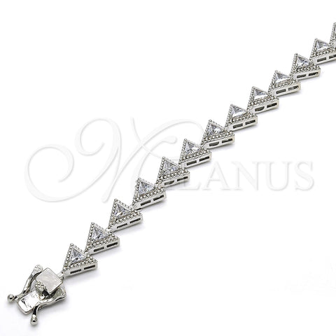 Pulsera Tennis 03.210.0074.5.08 Rodio Laminado, con Zirconia Cubica Blanca, Pulido, Rodinado (Grosor 09 MM, 8 Pulgadas de Largo)