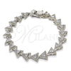 Pulsera Tennis 03.210.0074.5.08 Rodio Laminado, con Zirconia Cubica Blanca, Pulido, Rodinado (Grosor 09 MM, 8 Pulgadas de Largo)