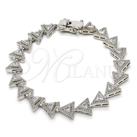 Pulsera Tennis 03.210.0074.5.08 Rodio Laminado, con Zirconia Cubica Blanca, Pulido, Rodinado (Grosor 09 MM, 8 Pulgadas de Largo)