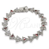 Pulsera Tennis 03.210.0074.6.08 Rodio Laminado, con Zirconia Cubica Granate y Blanca, Pulido, Rodinado (Grosor 09 MM, 8 Pulgadas de Largo)
