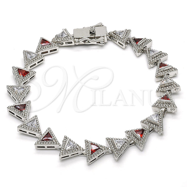 Pulsera Tennis 03.210.0074.6.08 Rodio Laminado, con Zirconia Cubica Granate y Blanca, Pulido, Rodinado (Grosor 09 MM, 8 Pulgadas de Largo)