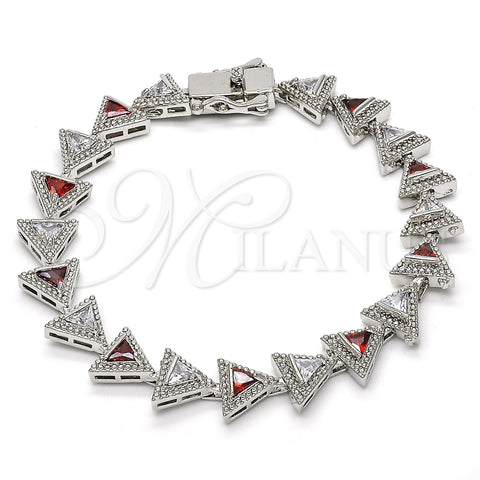 Pulsera Tennis 03.210.0074.6.08 Rodio Laminado, con Zirconia Cubica Granate y Blanca, Pulido, Rodinado (Grosor 09 MM, 8 Pulgadas de Largo)