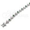 Pulsera Tennis 03.210.0074.7.08 Rodio Laminado, con Zirconia Cubica Verde y Blanca, Pulido, Rodinado (Grosor 09 MM, 8 Pulgadas de Largo)