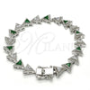 Pulsera Tennis 03.210.0074.7.08 Rodio Laminado, con Zirconia Cubica Verde y Blanca, Pulido, Rodinado (Grosor 09 MM, 8 Pulgadas de Largo)