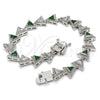 Pulsera Tennis 03.210.0074.7.08 Rodio Laminado, con Zirconia Cubica Verde y Blanca, Pulido, Rodinado (Grosor 09 MM, 8 Pulgadas de Largo)