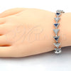 Pulsera Tennis 03.210.0074.8.08 Rodio Laminado, con Zirconia Cubica Zafiro Azul y Blanca, Pulido, Rodinado (Grosor 09 MM, 8 Pulgadas de Largo)