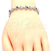Pulsera Tennis 03.210.0074.8.08 Rodio Laminado, con Zirconia Cubica Zafiro Azul y Blanca, Pulido, Rodinado (Grosor 09 MM, 8 Pulgadas de Largo)