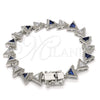 Pulsera Tennis 03.210.0074.8.08 Rodio Laminado, con Zirconia Cubica Zafiro Azul y Blanca, Pulido, Rodinado (Grosor 09 MM, 8 Pulgadas de Largo)