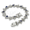 Pulsera Tennis 03.210.0074.8.08 Rodio Laminado, con Zirconia Cubica Zafiro Azul y Blanca, Pulido, Rodinado (Grosor 09 MM, 8 Pulgadas de Largo)