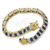 Pulsera Tennis 03.210.0075.3.08 Oro Laminado, con Zafiro Azul and Blanca Zirconia Cubica, Pulido, Tono Dorado (06 MM Thickness, 8 Inches Length)