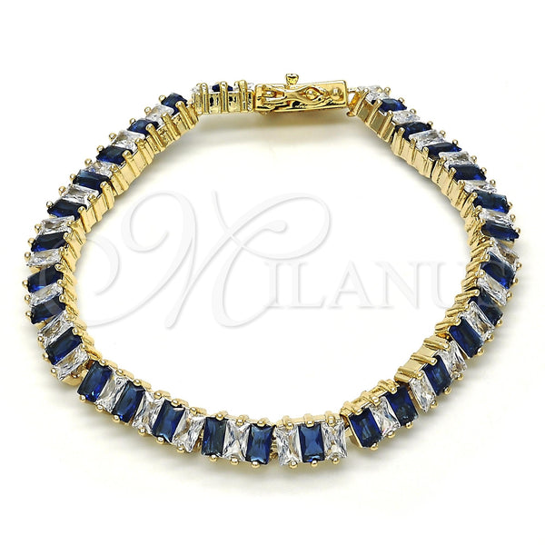 Pulsera Tennis 03.210.0075.3.08 Oro Laminado, con Zafiro Azul and Blanca Zirconia Cubica, Pulido, Tono Dorado (06 MM Thickness, 8 Inches Length)