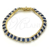 Pulsera Tennis 03.210.0075.3.08 Oro Laminado, con Zafiro Azul and Blanca Zirconia Cubica, Pulido, Tono Dorado (06 MM Thickness, 8 Inches Length)