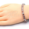Pulsera Tennis 03.210.0075.5.08 Rodio Laminado, con Zirconia Cubica Granate y Blanca, Pulido, Rodinado (Grosor 06 MM, 8 Pulgadas de Largo)