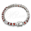 Pulsera Tennis 03.210.0075.5.08 Rodio Laminado, con Zirconia Cubica Granate y Blanca, Pulido, Rodinado (Grosor 06 MM, 8 Pulgadas de Largo)