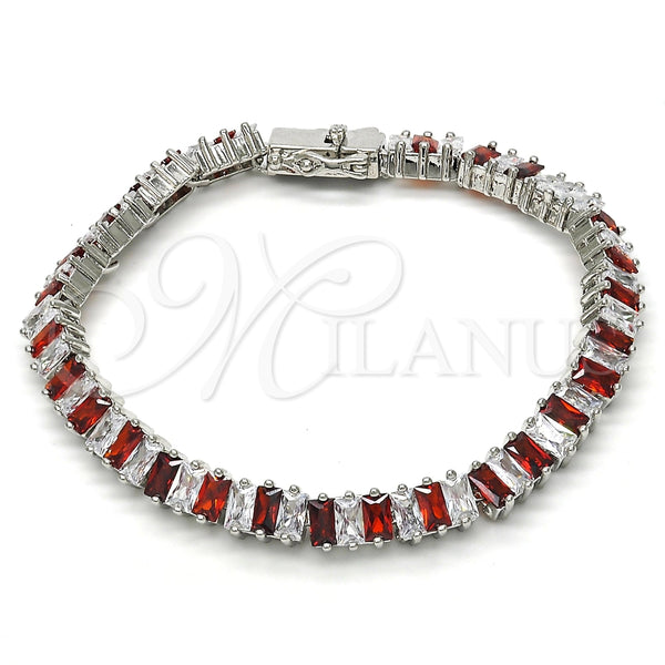 Pulsera Tennis 03.210.0075.5.08 Rodio Laminado, con Zirconia Cubica Granate y Blanca, Pulido, Rodinado (Grosor 06 MM, 8 Pulgadas de Largo)