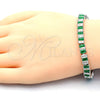 Pulsera Tennis 03.210.0075.6.08 Rodio Laminado, con Zirconia Cubica Verde y Blanca, Pulido, Rodinado (Grosor 06 MM, 8 Pulgadas de Largo)