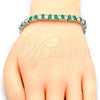 Pulsera Tennis 03.210.0075.6.08 Rodio Laminado, con Zirconia Cubica Verde y Blanca, Pulido, Rodinado (Grosor 06 MM, 8 Pulgadas de Largo)