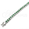Pulsera Tennis 03.210.0075.6.08 Rodio Laminado, con Zirconia Cubica Verde y Blanca, Pulido, Rodinado (Grosor 06 MM, 8 Pulgadas de Largo)