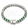 Pulsera Tennis 03.210.0075.6.08 Rodio Laminado, con Zirconia Cubica Verde y Blanca, Pulido, Rodinado (Grosor 06 MM, 8 Pulgadas de Largo)