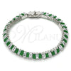 Pulsera Tennis 03.210.0075.6.08 Rodio Laminado, con Zirconia Cubica Verde y Blanca, Pulido, Rodinado (Grosor 06 MM, 8 Pulgadas de Largo)