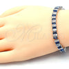 Pulsera Tennis 03.210.0075.7.08 Rodio Laminado, con Zirconia Cubica Zafiro Azul y Blanca, Pulido, Rodinado (Grosor 06 MM, 8 Pulgadas de Largo)