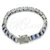 Pulsera Tennis 03.210.0075.7.08 Rodio Laminado, con Zirconia Cubica Zafiro Azul y Blanca, Pulido, Rodinado (Grosor 06 MM, 8 Pulgadas de Largo)