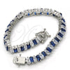 Pulsera Tennis 03.210.0075.7.08 Rodio Laminado, con Zirconia Cubica Zafiro Azul y Blanca, Pulido, Rodinado (Grosor 06 MM, 8 Pulgadas de Largo)