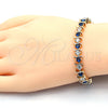 Pulsera Tennis 03.210.0076.3.08 Oro Laminado, con Zafiro Azul and Blanca Zirconia Cubica, Pulido, Tono Dorado (08 MM Thickness, 8 Inches Length)