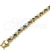 Pulsera Tennis 03.210.0076.3.08 Oro Laminado, con Zafiro Azul and Blanca Zirconia Cubica, Pulido, Tono Dorado (08 MM Thickness, 8 Inches Length)
