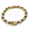Pulsera Tennis 03.210.0076.3.08 Oro Laminado, con Zafiro Azul and Blanca Zirconia Cubica, Pulido, Tono Dorado (08 MM Thickness, 8 Inches Length)