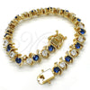 Pulsera Tennis 03.210.0076.3.08 Oro Laminado, con Zafiro Azul and Blanca Zirconia Cubica, Pulido, Tono Dorado (08 MM Thickness, 8 Inches Length)