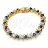 Pulsera Tennis 03.210.0076.3.08 Oro Laminado, con Zafiro Azul and Blanca Zirconia Cubica, Pulido, Tono Dorado (08 MM Thickness, 8 Inches Length)