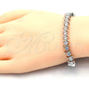 Pulsera Tennis 03.210.0076.4.08 Rodio Laminado, con Zirconia Cubica Blanca, Pulido, Rodinado (Grosor 08 MM, 8 Pulgadas de Largo)