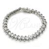 Pulsera Tennis 03.210.0076.4.08 Rodio Laminado, con Zirconia Cubica Blanca, Pulido, Rodinado (Grosor 08 MM, 8 Pulgadas de Largo)