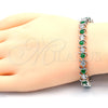Pulsera Tennis 03.210.0076.6.08 Rodio Laminado, con Zirconia Cubica Verde y Blanca, Pulido, Rodinado (Grosor 08 MM, 8 Pulgadas de Largo)